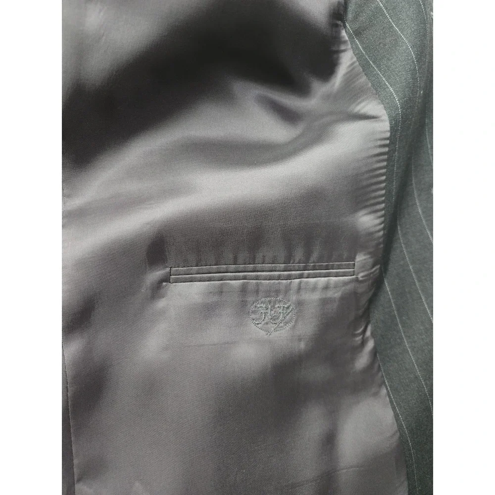 Loro Piana Super 130s Hickey Freeman Madison Wool Blazer Blk/Wht Stripe Size 46L
